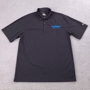 Nike Polo Shirt Men's Medium Black Golf Dri-Fit Team Blue Embroidery